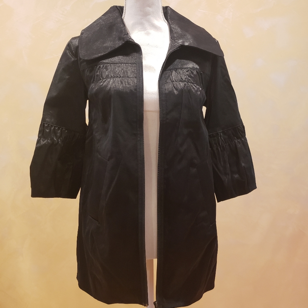 Kensie Black Satin Collared Jacket - Picture 2 of 12